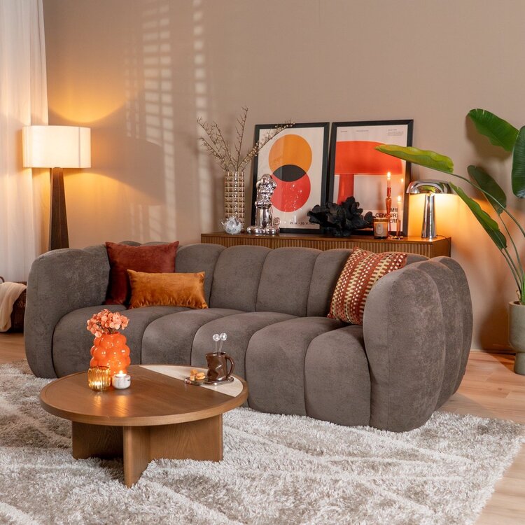 Chenille Sofa Luca 3-Sitzer braun