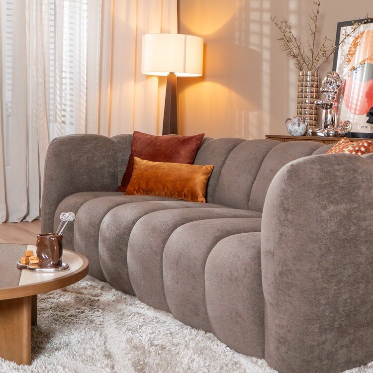 Chenille Sofa Luca 3-Sitzer braun