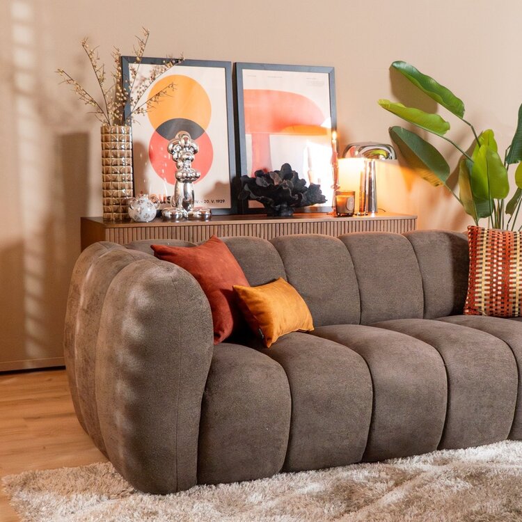 Chenille Sofa Luca 3-Sitzer braun