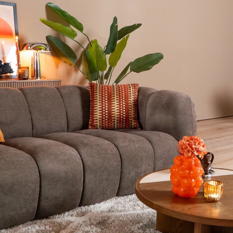 Chenille Sofa Luca 3-Sitzer braun