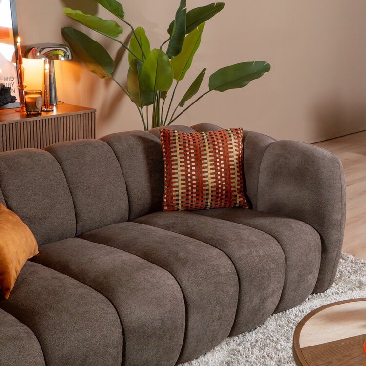 Chenille Sofa Luca 3-Sitzer braun