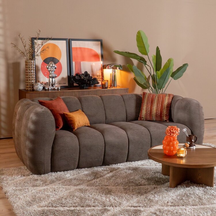 Chenille Sofa Luca 3-Sitzer braun