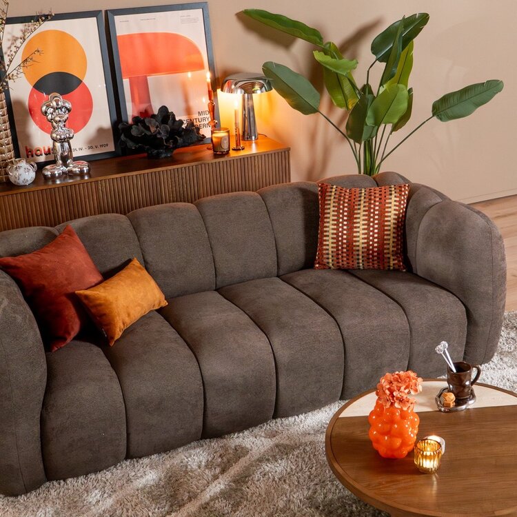 Chenille Sofa Luca 3-Sitzer braun