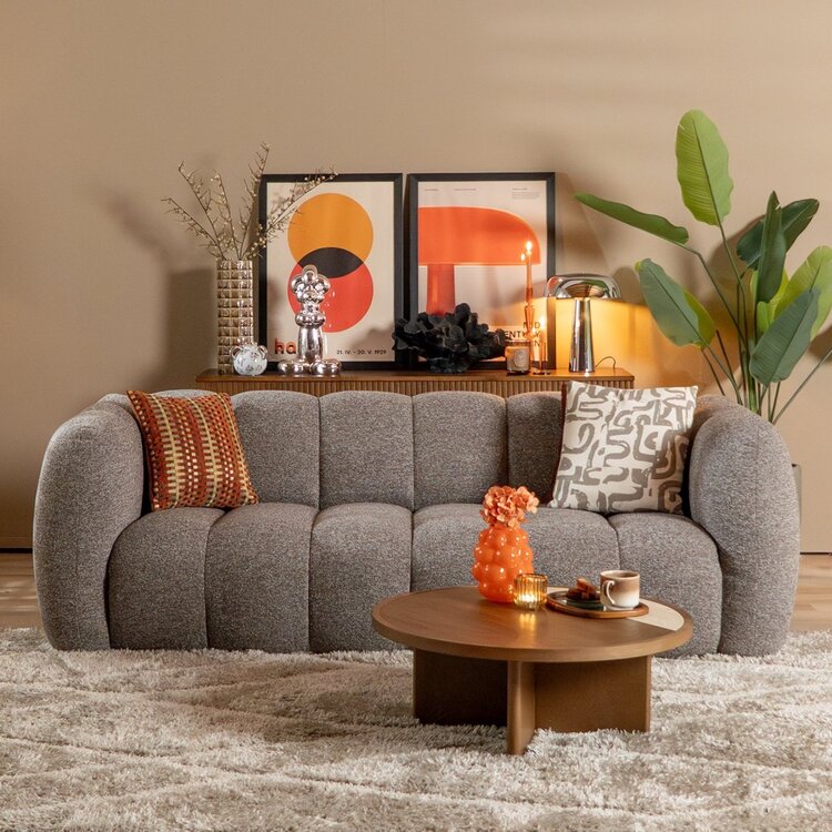 Bouclé Sofa Luca 3-Sitzer braun/grau