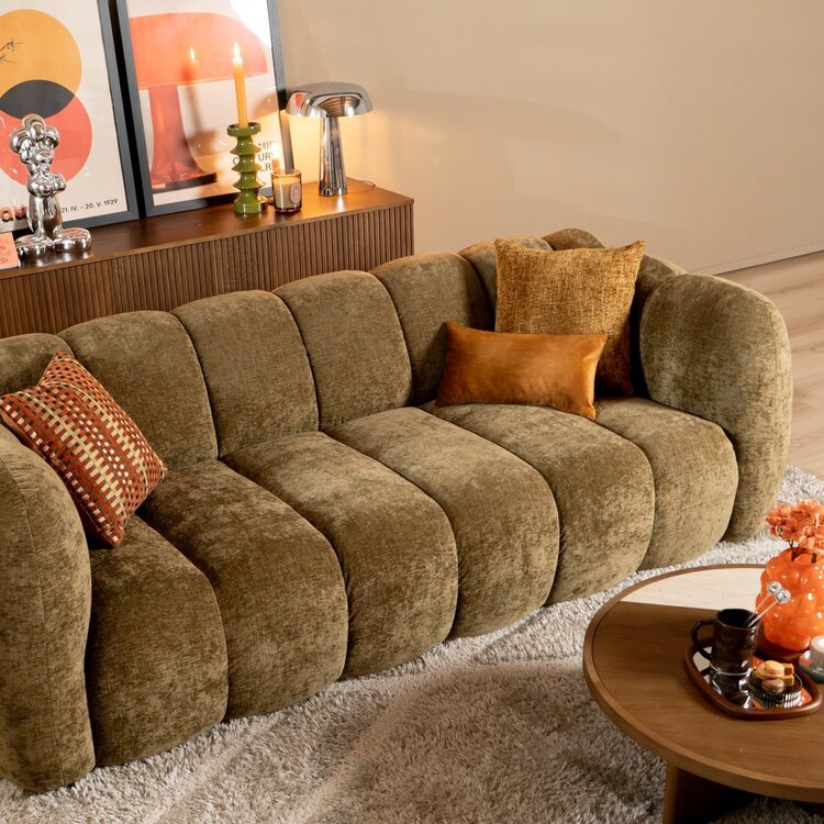 3-Sitzer Sofa Luca Chenille olive grün