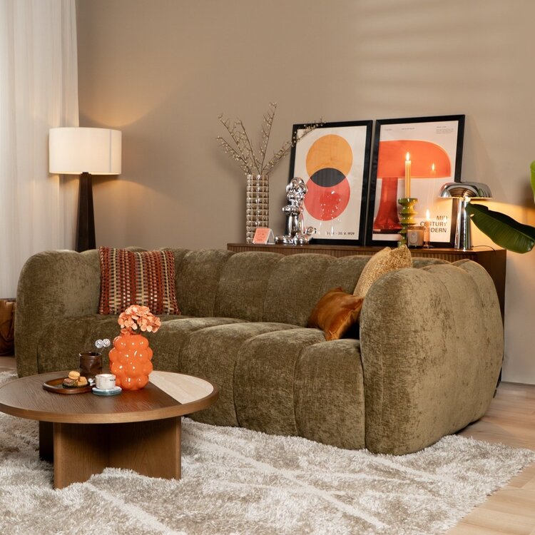 3-Sitzer Sofa Luca Chenille olive grün