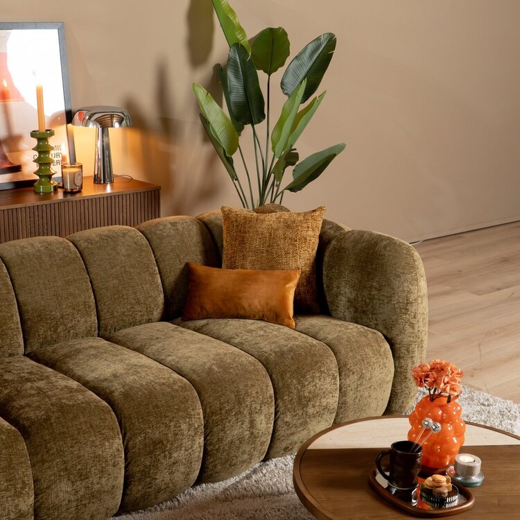 3-Sitzer Sofa Luca Chenille olive grün