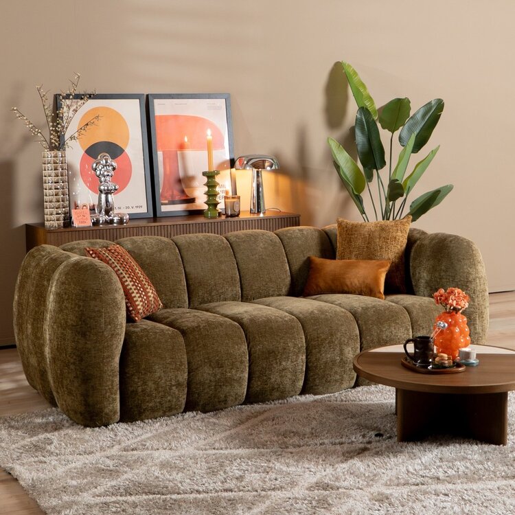 3-Sitzer Sofa Luca Chenille olive grün