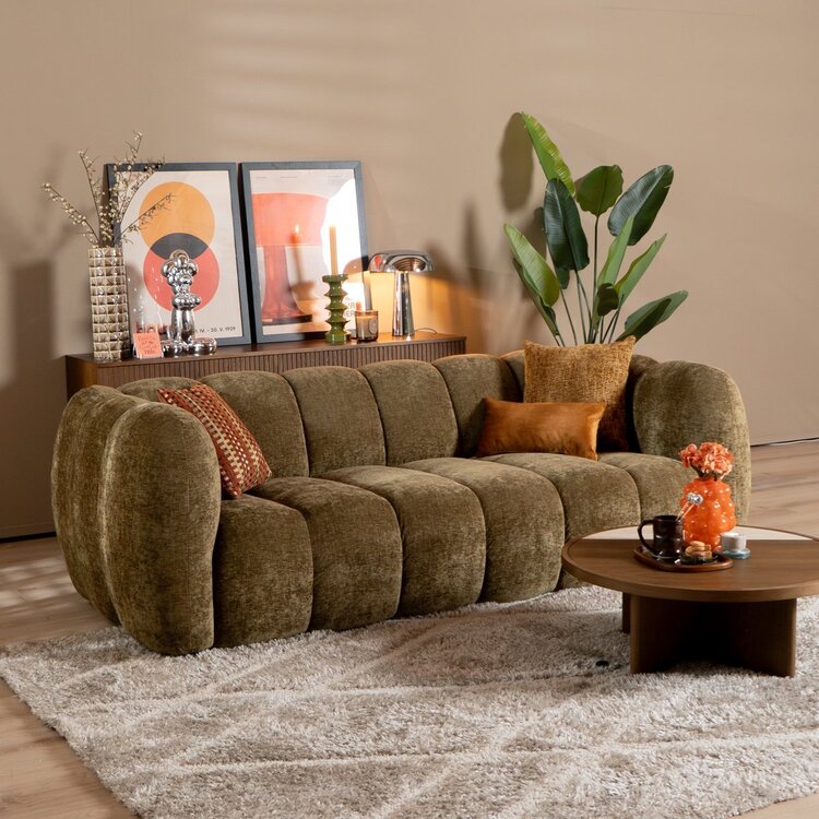 3-Sitzer Sofa Luca Chenille olive grün