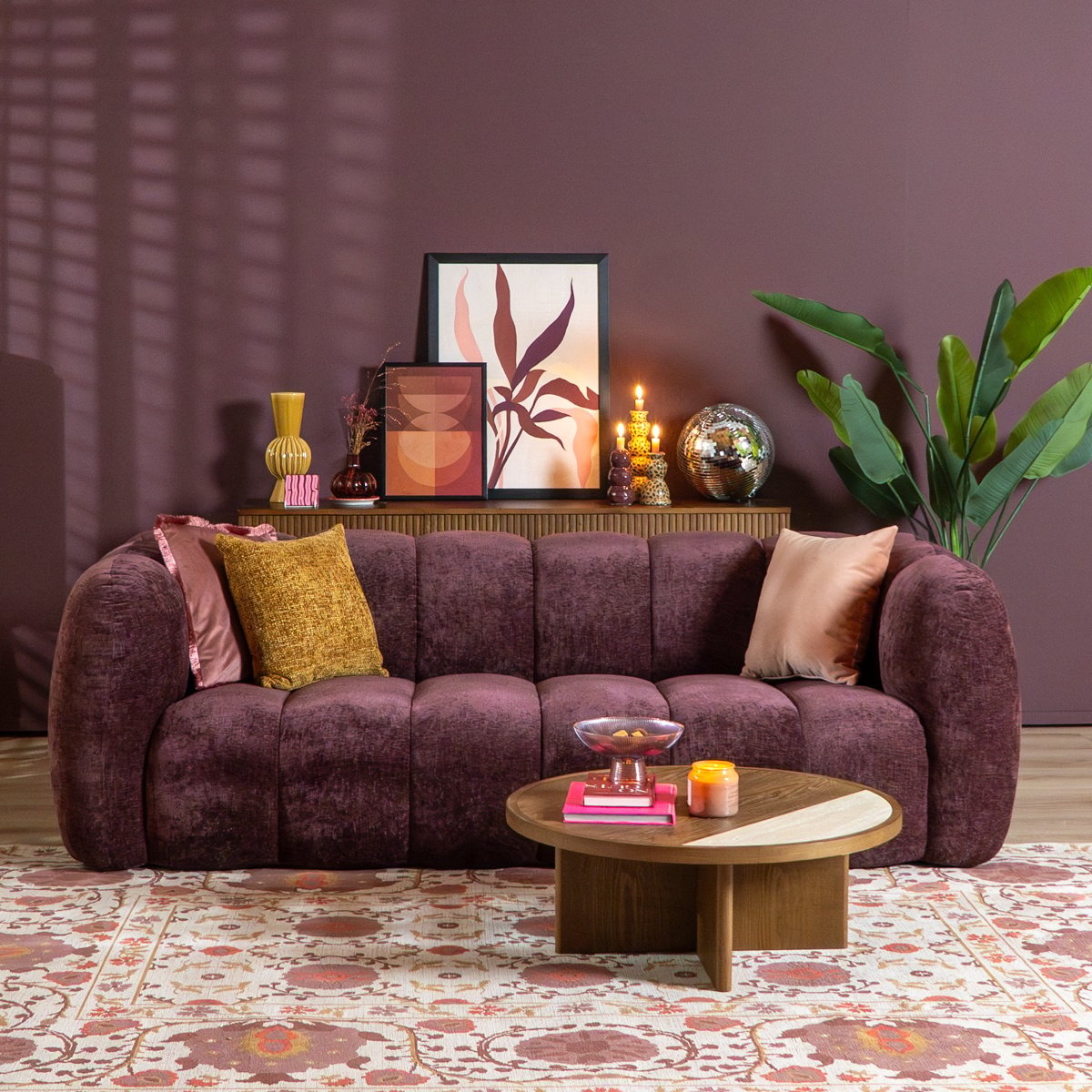 3-Sitzer Sofa Luca Chenille lila