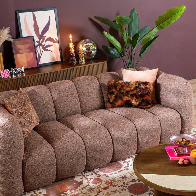 3-Sitzer Sofa Luca Bouclé rot/rosa