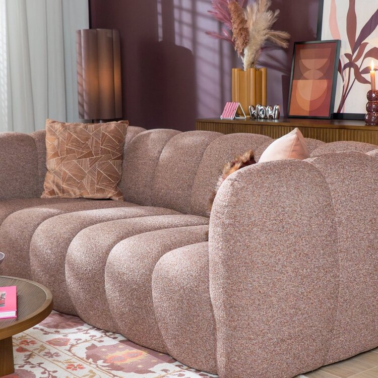 Chenille Sofa Luca 3-Sitzer rot/rosa