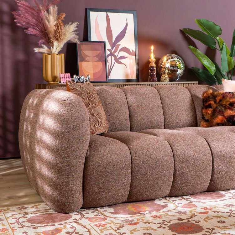 Chenille Sofa Luca 3-Sitzer rot/rosa