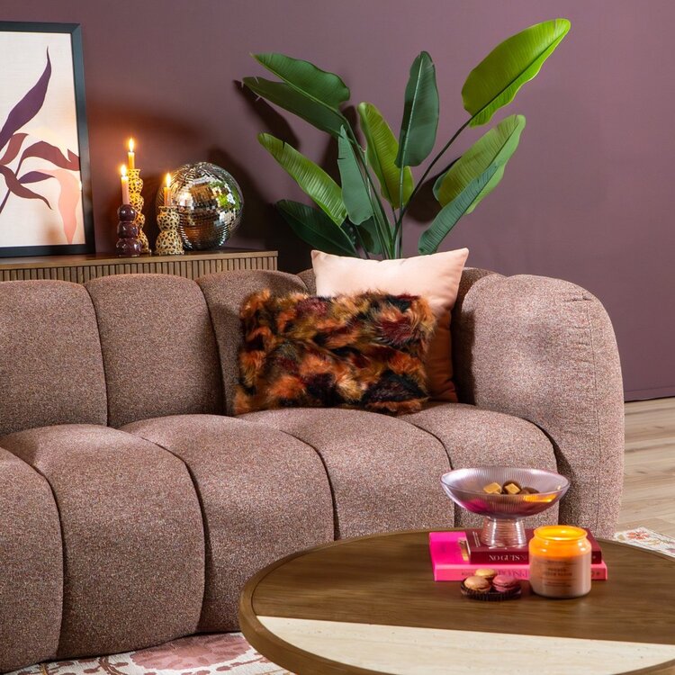 Chenille Sofa Luca 3-Sitzer rot/rosa