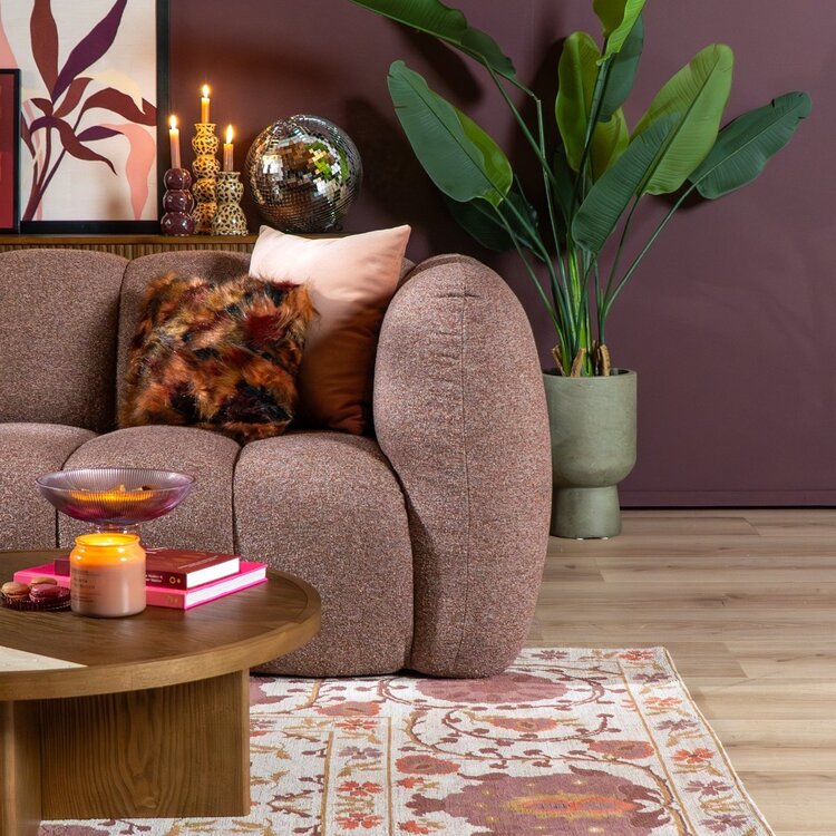 Chenille Sofa Luca 3-Sitzer rot/rosa