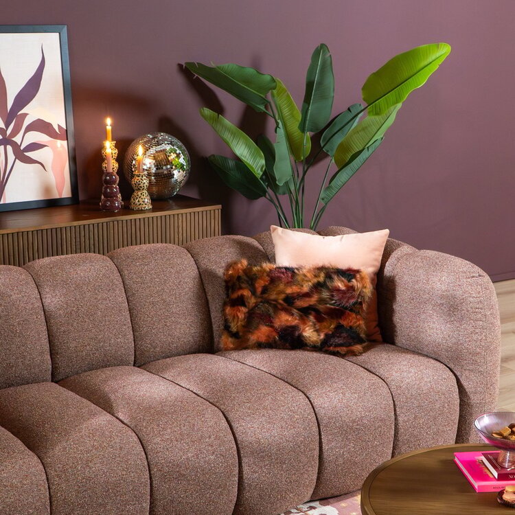 Chenille Sofa Luca 3-Sitzer rot/rosa