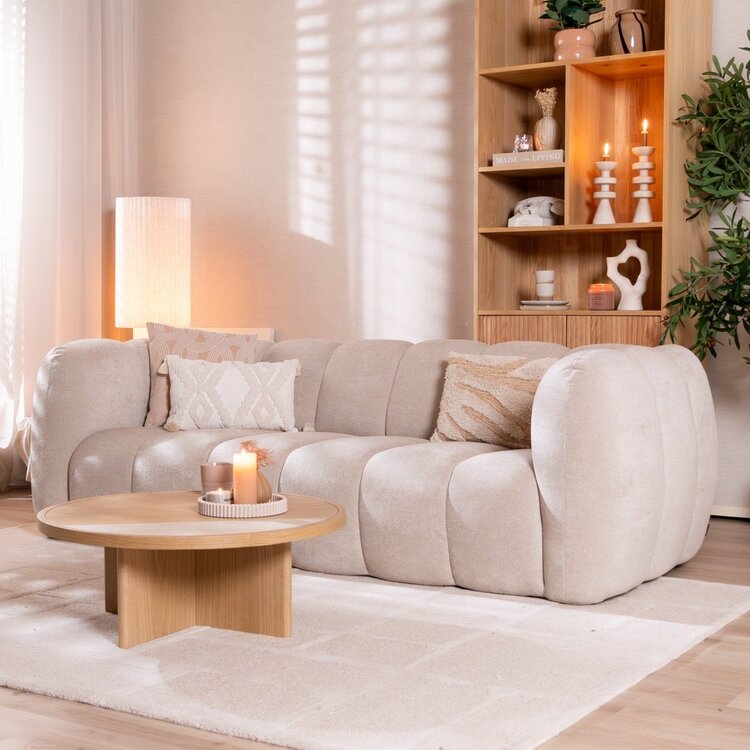 Chenille Sofa Luca 3-Sitzer beige