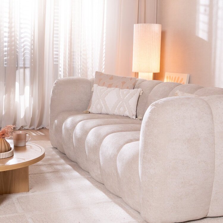 Chenille Sofa Luca 3-Sitzer beige