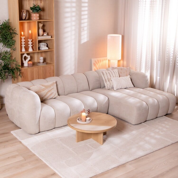 Ecksofa Luca Chenille beige rechts