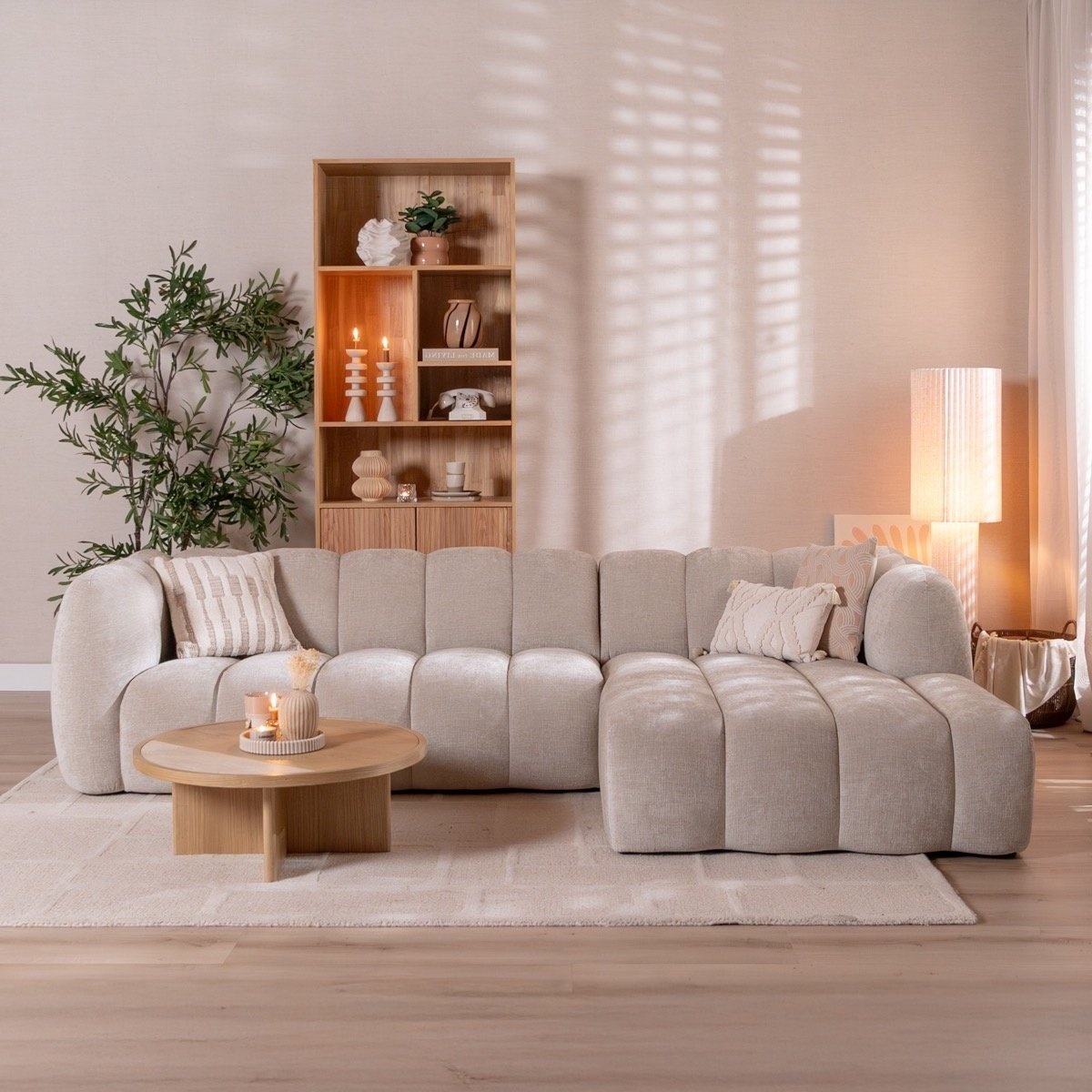 Ecksofa Luca Chenille sand rechts