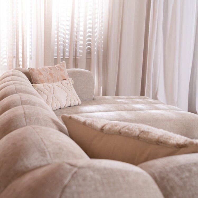 Ecksofa Luca Chenille sand rechts