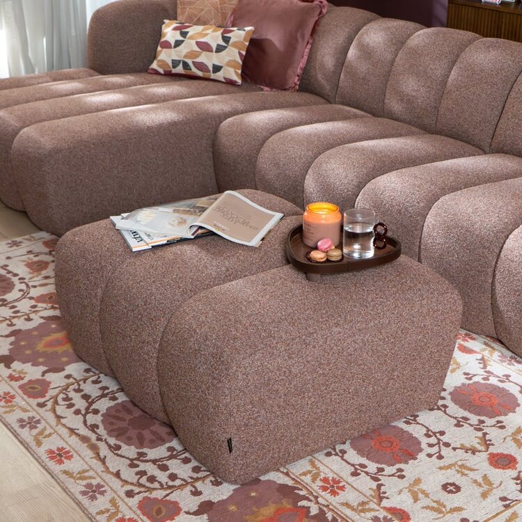 Hocker Luca Bouclé rot/rosa