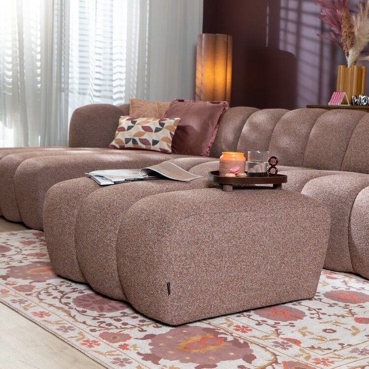 Hocker Luca Bouclé rot/rosa