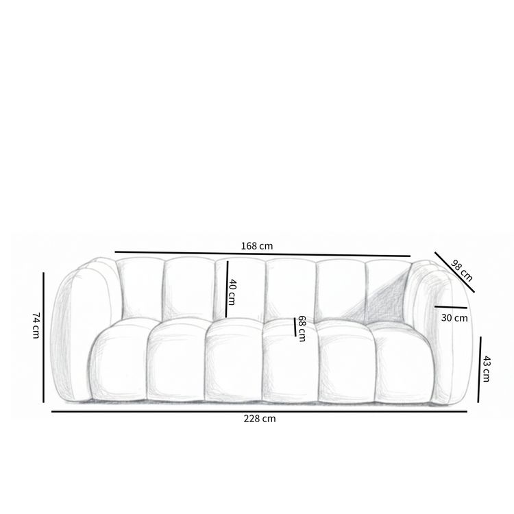 3-Sitzer Sofa Luca Bouclé rot/rosa
