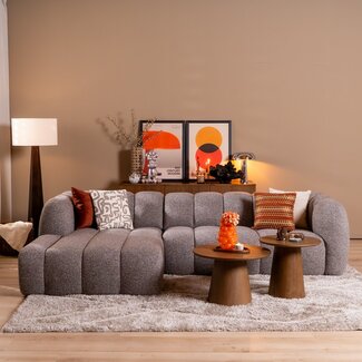 Ecksofa Luca Bouclé braun/grau links