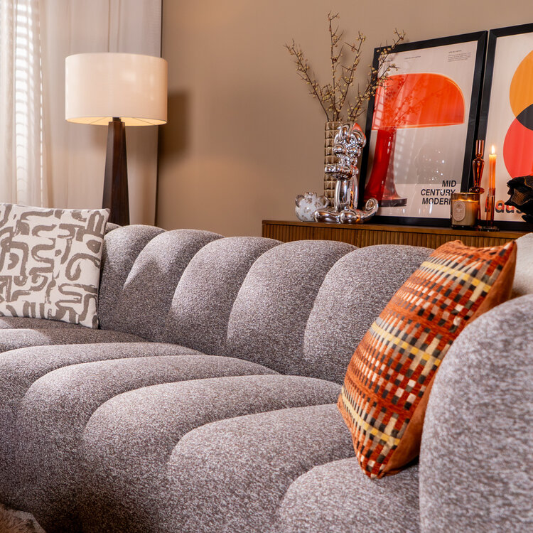 Ecksofa Luca Bouclé braun/grau links