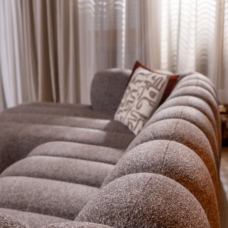 Ecksofa Luca Bouclé braun/grau links