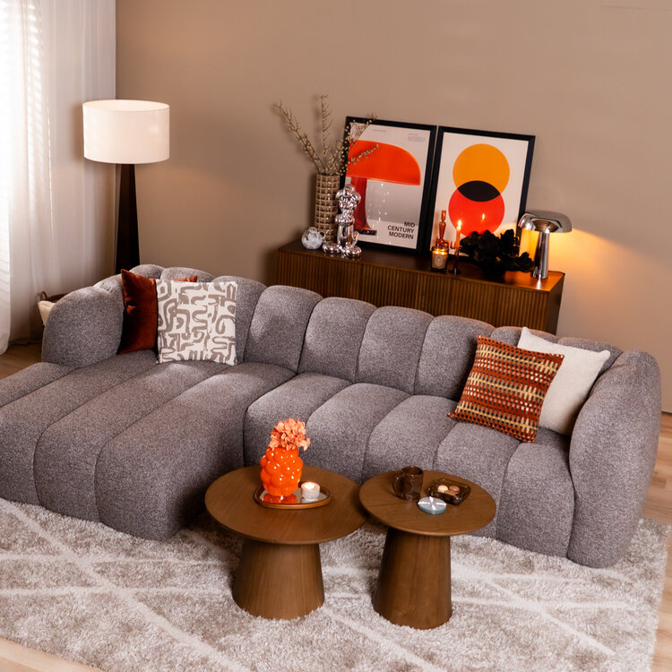 Ecksofa Luca Bouclé braun/grau links