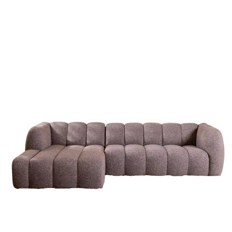 Ecksofa Luca Bouclé braun/grau links
