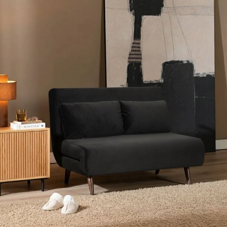 Schlafsofa 1,5-Sitzer Kristian Samt schwarz