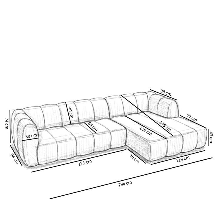 Ecksofa Luca Chenille braun rechts