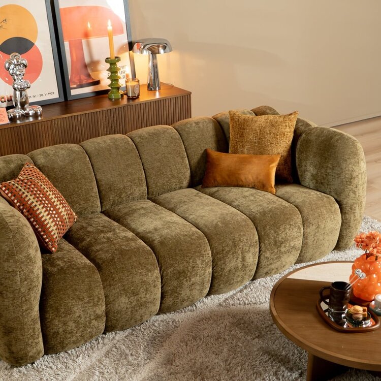 3-Sitzer Sofa Luca Chenille olive grün