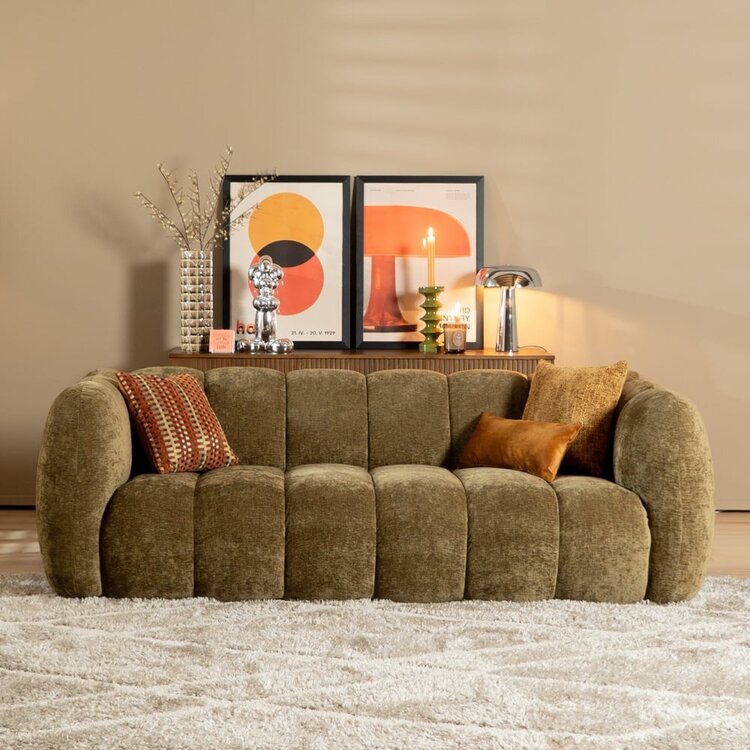 3-Sitzer Sofa Luca Chenille olive grün