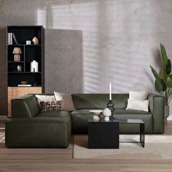 Ecksofa Memphis Leder olivgrün links