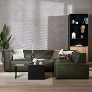 Ecksofa Memphis Leder olivgrün rechts