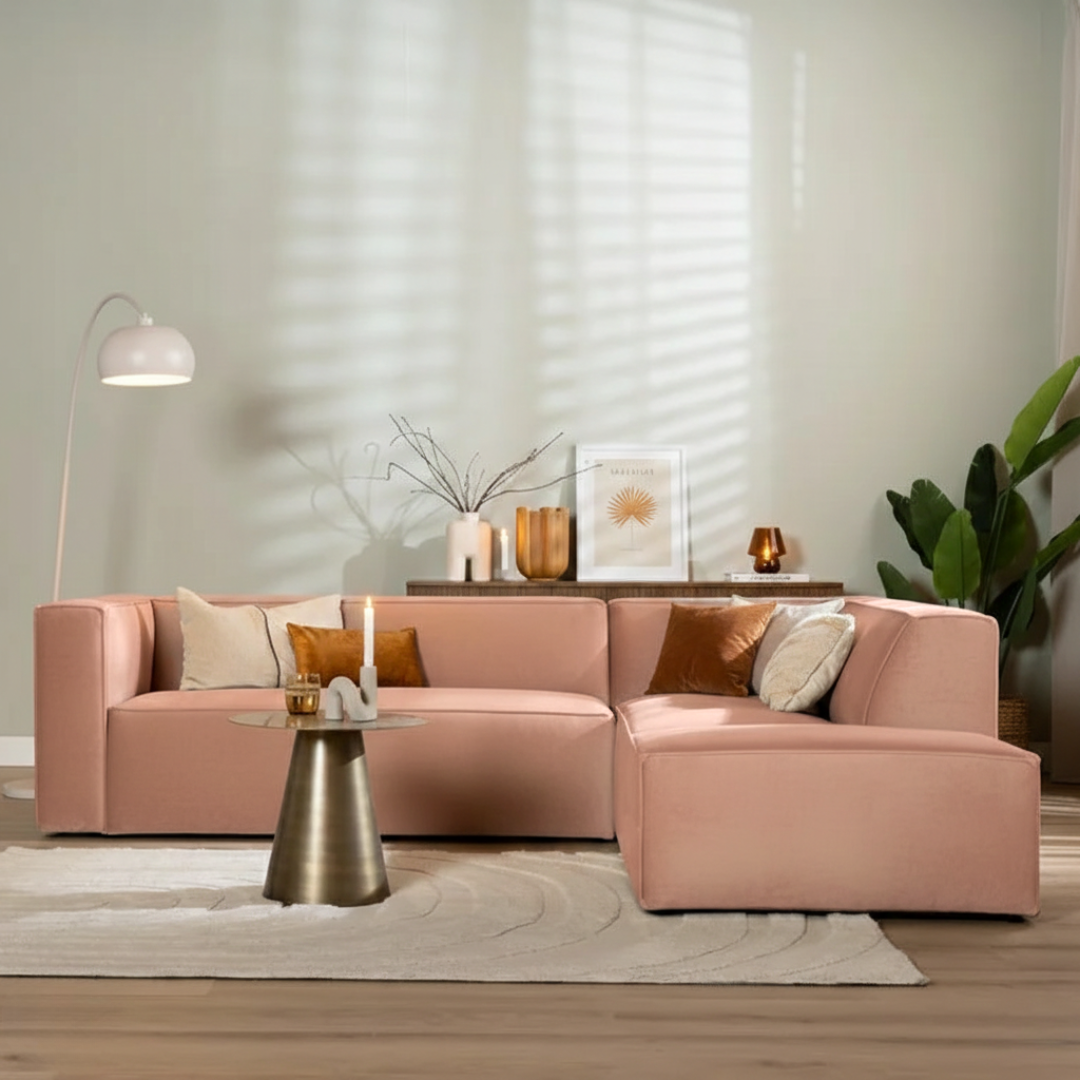 Ecksofa Memphis Samt rosa rechts