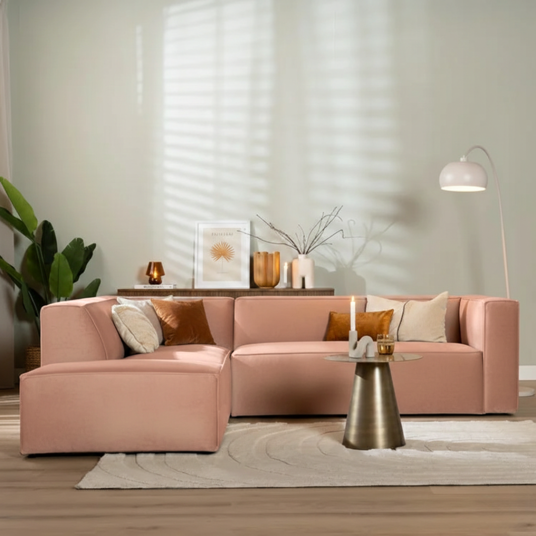 Ecksofa Memphis Samt rosa links