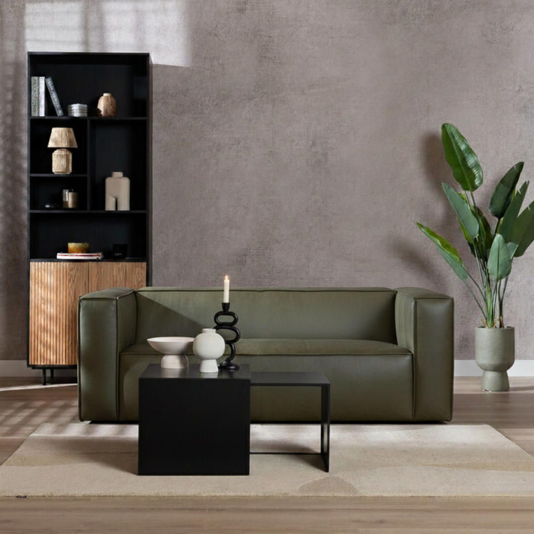 Ledersofa Memphis 2,5-Sitzer olivgrün