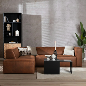 Ecksofa Memphis Leder cognac links