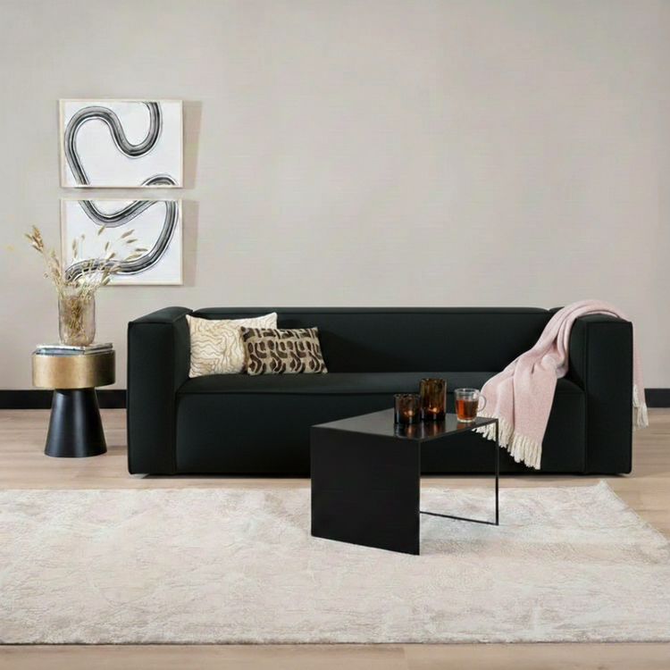 Samt Sofa Memphis 3-Sitzer schwarz