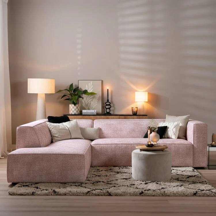 Ecksofa Memphis Chenille rosa links