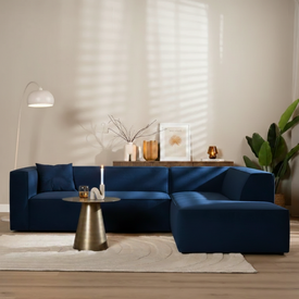 Ecksofa Memphis Samt dunkelblau rechts