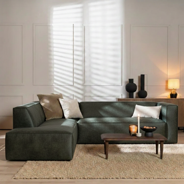 Ecksofa Memphis Samt grün links