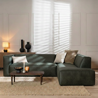 Ecksofa Memphis Samt grün rechts