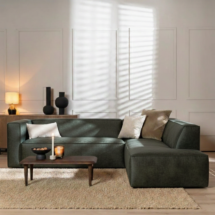 Ecksofa Memphis Samt grün rechts