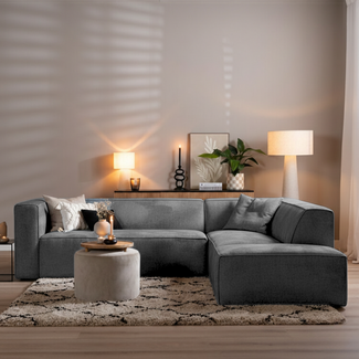 Ecksofa Memphis Stoff anthrazit rechts